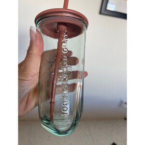 Starbucks Recycled Glass Cold Cup Triangular 16 oz Tumbler With Lid and Straw